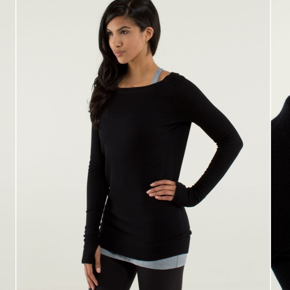 Lululemon • Chai Time Pullover II Reversible in black/grey Cashlux • size 8